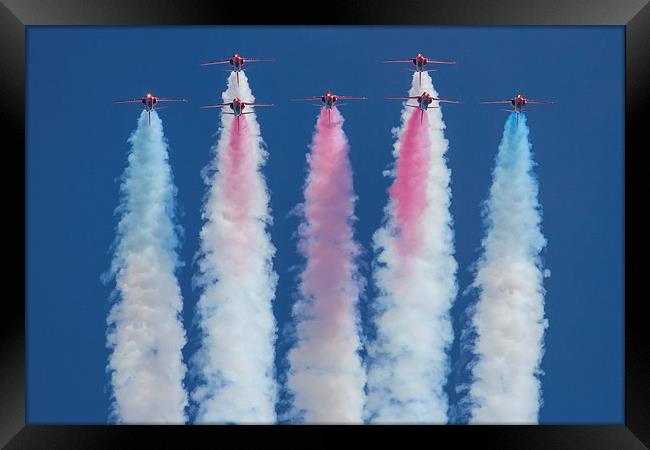 Red Arrows loop Framed Print by Oxon Images