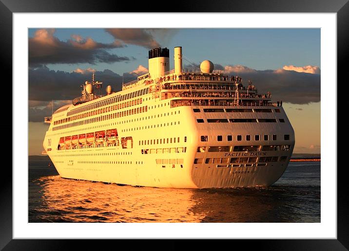 P&O Ferry From Brisbane Framed Mounted Print by Mark Lee