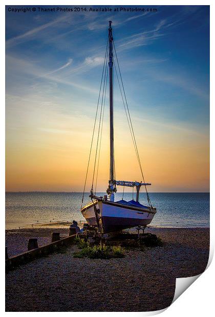 lone boat Print by Thanet Photos