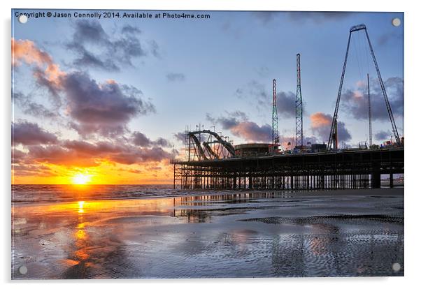 South Pier Sunset Acrylic by Jason Connolly