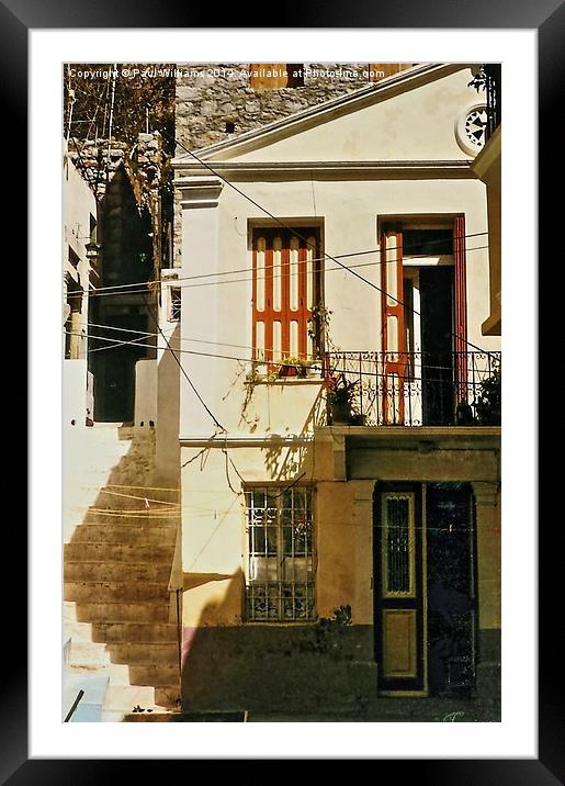 Greek House Framed Mounted Print by Paul Williams
