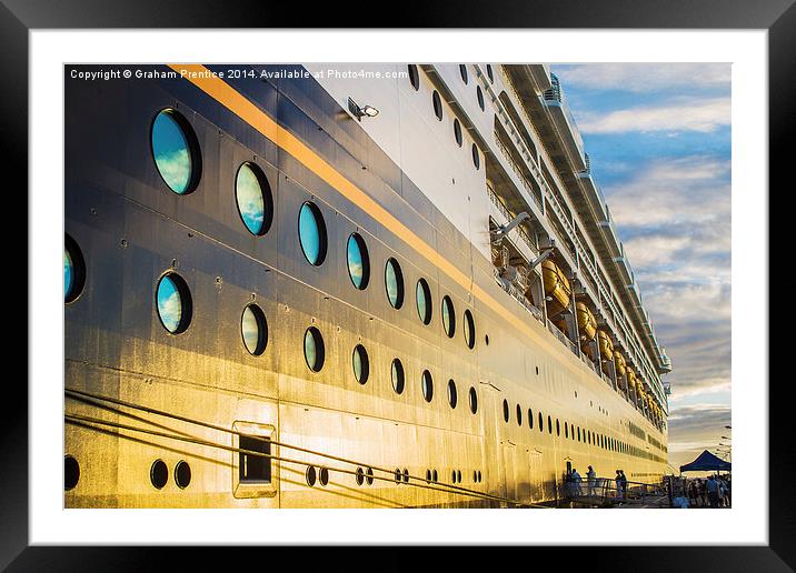 Golden Cruise Liner Framed Mounted Print by Graham Prentice
