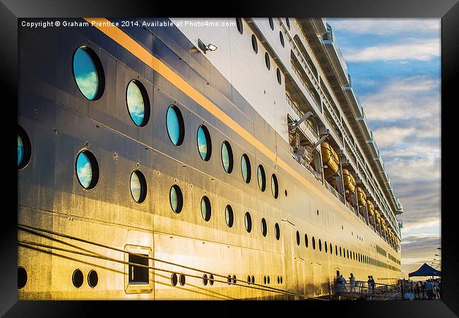 Golden Cruise Liner Framed Print by Graham Prentice