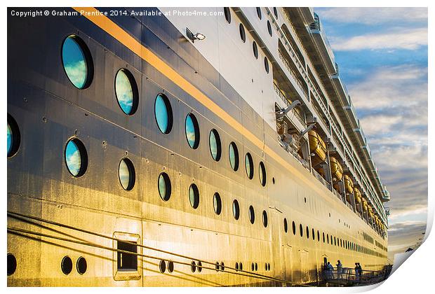 Golden Cruise Liner Print by Graham Prentice