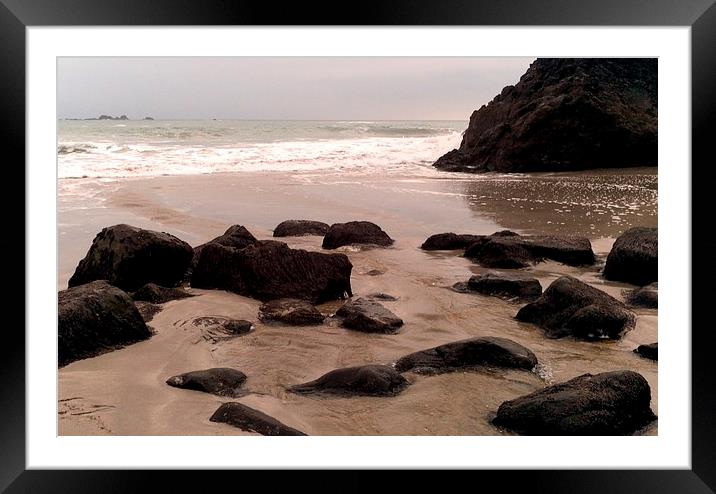 Kynance Cove Stepping Stones Framed Mounted Print by Lisa PB