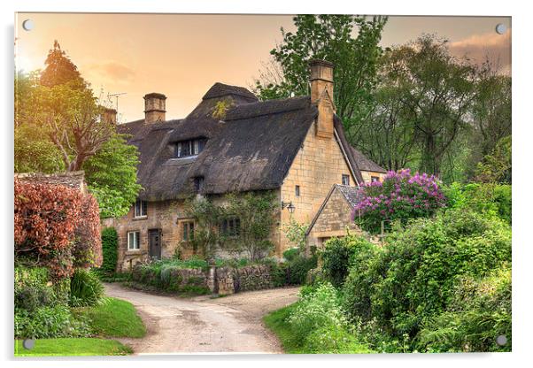 Cotswold cottage at sunset Acrylic by Andrew Roland