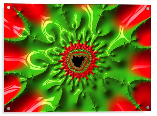 Abstract fractal art red and green Acrylic by Matthias Hauser