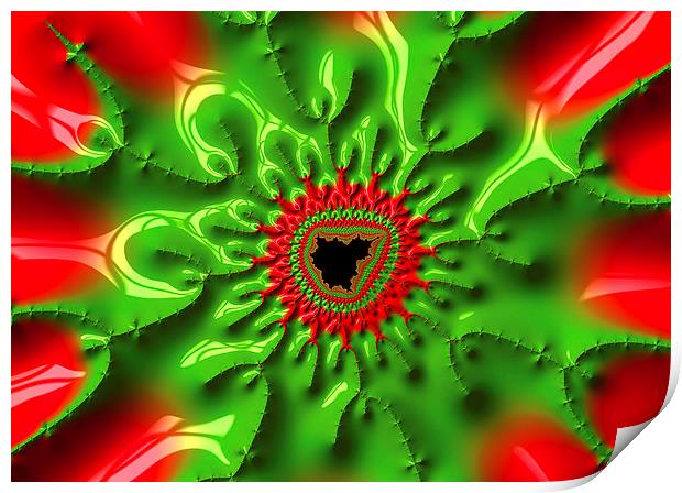 Abstract fractal art red and green Print by Matthias Hauser