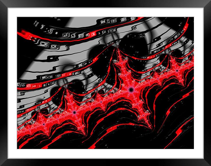 Red fractal design black hearts Framed Mounted Print by Matthias Hauser