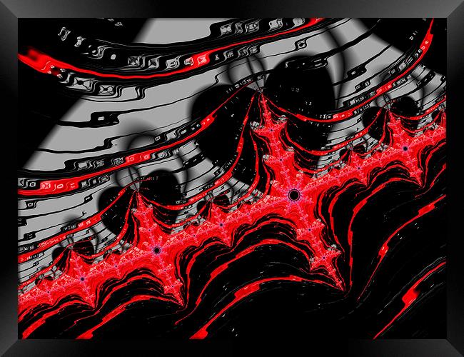 Red fractal design black hearts Framed Print by Matthias Hauser