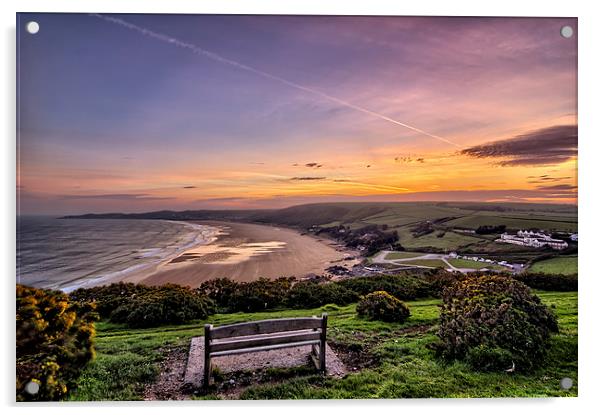 Woolacombe Bay sunrise Acrylic by Dave Wilkinson North Devon Ph