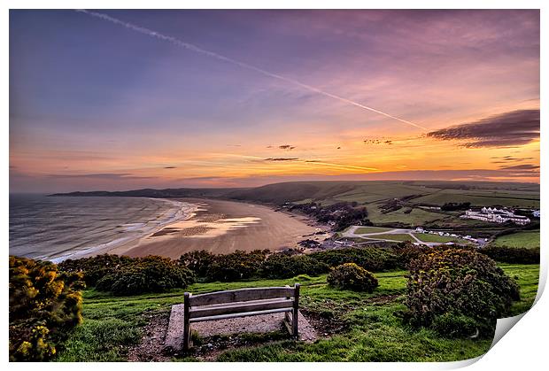 Woolacombe Bay sunrise Print by Dave Wilkinson North Devon Ph