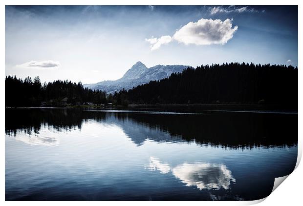 Water reflection black and blue Print by Matthias Hauser