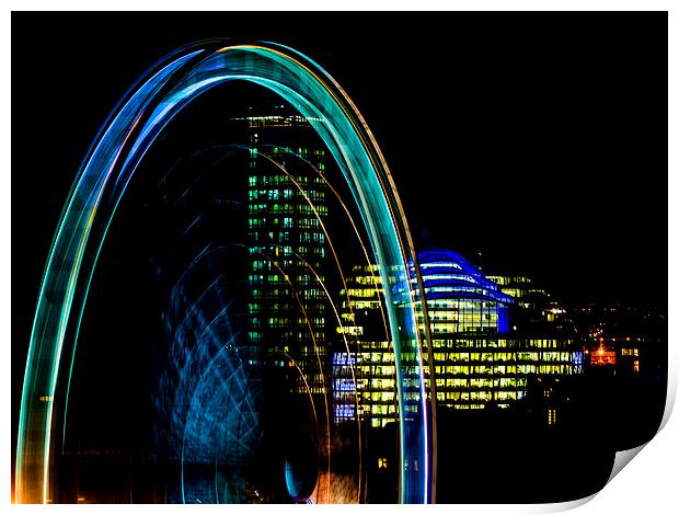 Manchester Wheel at Night Print by Keith Campbell