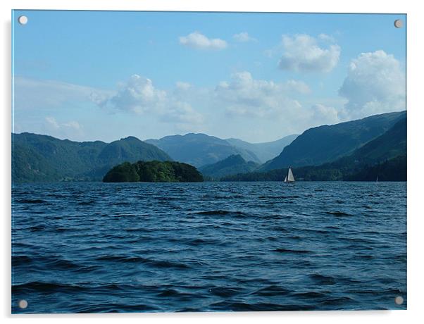 Sailing on Derwent Water Acrylic by Stephen Brown