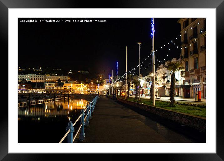 Torquay Victoria Parade At Night Framed Mounted Print by Terri Waters