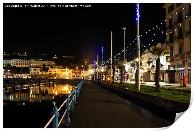 Torquay Victoria Parade At Night Print by Terri Waters