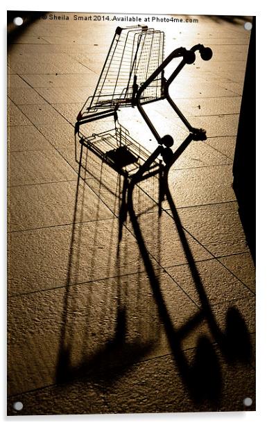 Shopping trolley silhouette Acrylic by Sheila Smart