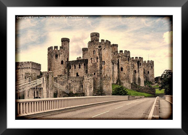 Conway castle with grunged effect Framed Mounted Print by Frank Irwin