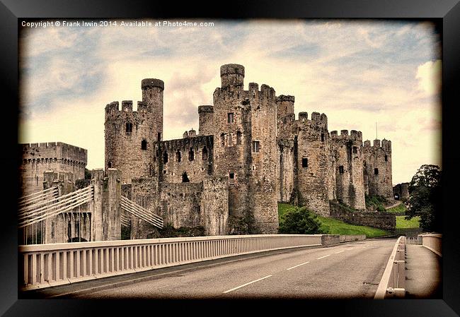Conway castle with grunged effect Framed Print by Frank Irwin