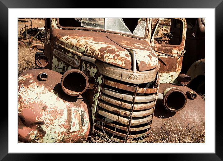 Rusted Pickup Framed Mounted Print by Rob Hawkins