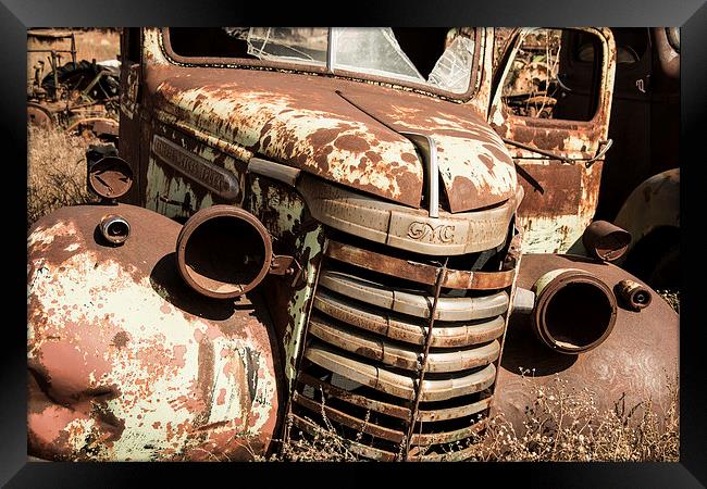 Rusted Pickup Framed Print by Rob Hawkins