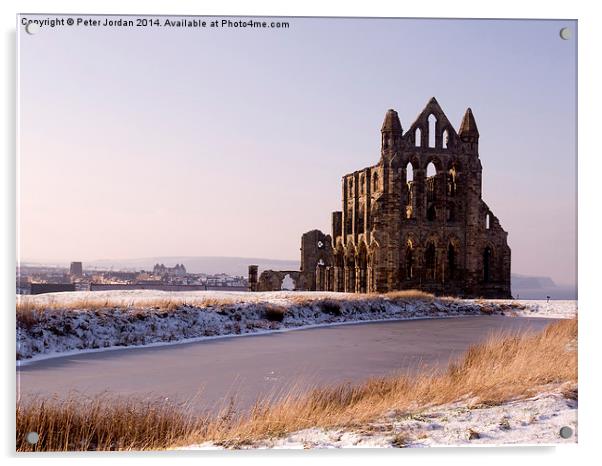 Whitby Abbey Winter Acrylic by Peter Jordan