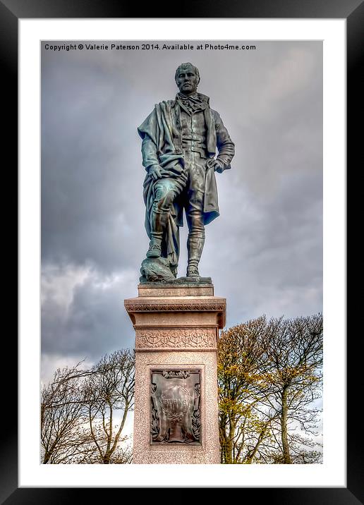 Rabbie Burns Statue Framed Mounted Print by Valerie Paterson