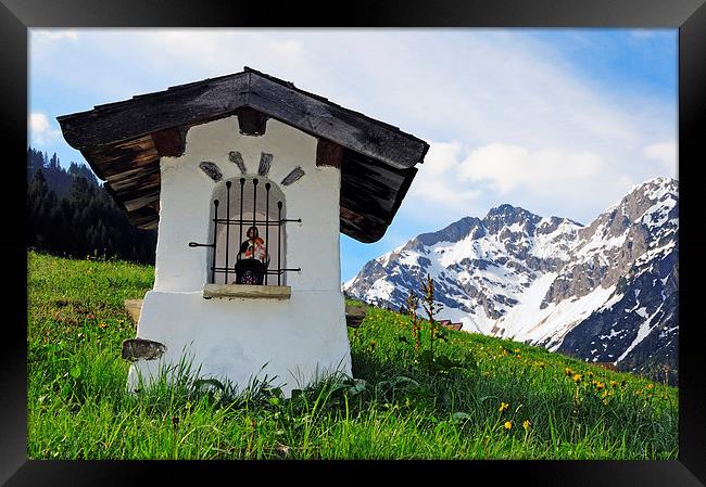 Wayside Shrine in the mountains Framed Print by Matthias Hauser