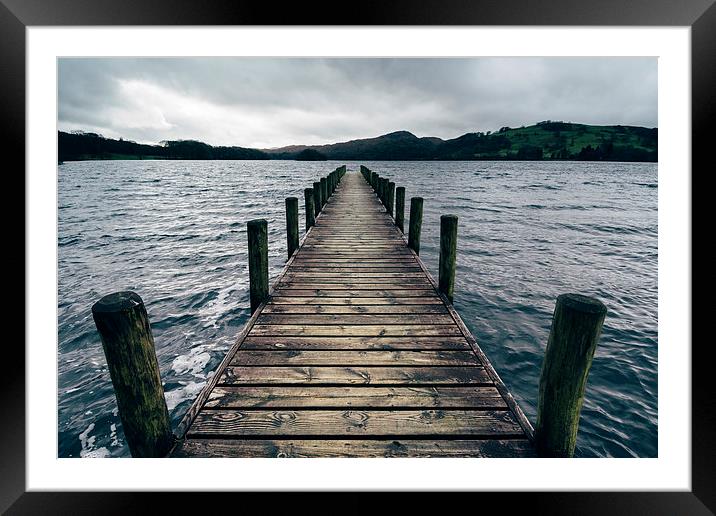Wooden jetty on Coniston Water. Framed Mounted Print by Liam Grant
