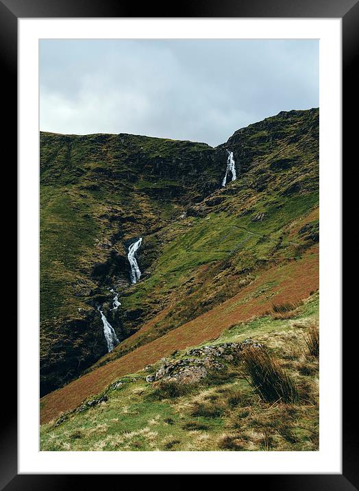 Moss Force waterfall from Newlands Hause. Framed Mounted Print by Liam Grant