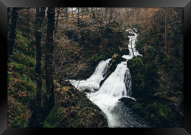 Colwith Force waterfall during heavy rain. Framed Print by Liam Grant