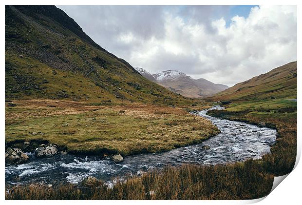 Gatesgarth Beck flowing through the Honister Pass. Print by Liam Grant
