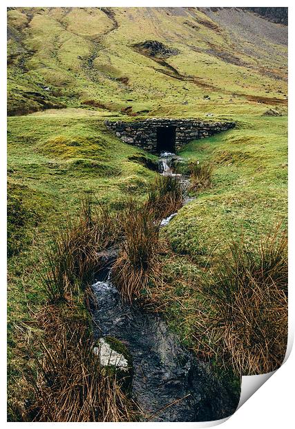 Drystone road bridge along in the Honister Pass. Print by Liam Grant