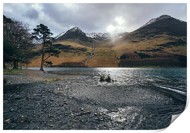 Snow capped mountains on Buttermere. Print by Liam Grant