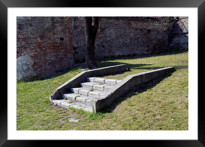 Stairs to nowhere near old city wall Framed Mounted Print by Adrian Bud
