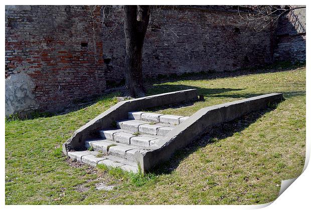 Stairs to nowhere near old city wall Print by Adrian Bud