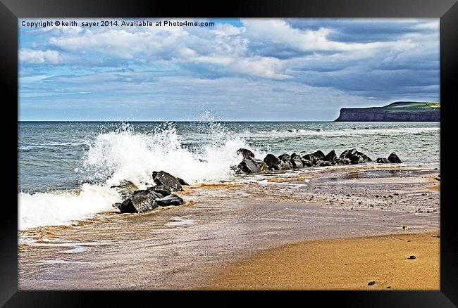Breaking Waves on Marske Beach Framed Print by keith sayer
