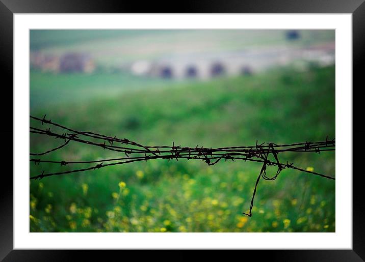 Barbed wire in the countryside Framed Mounted Print by Jose Manuel Espigares Garc