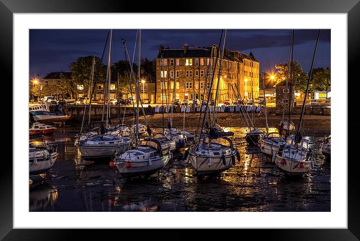 Scottish harbour at night Framed Mounted Print by Buster Brown