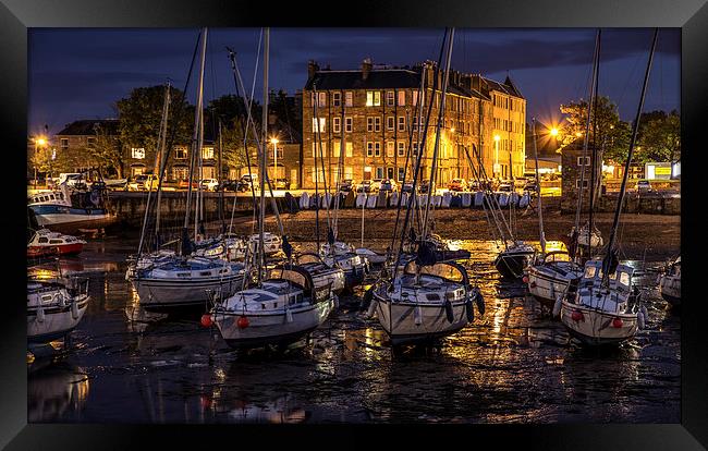 Scottish harbour at night Framed Print by Buster Brown