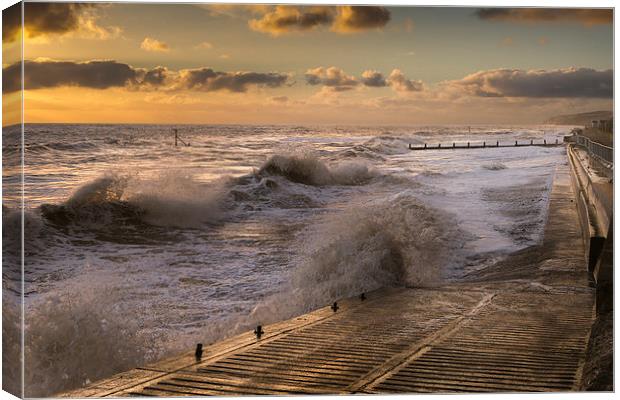 Rough Sea Sunrise at Overstrand Canvas Print by Stephen Mole