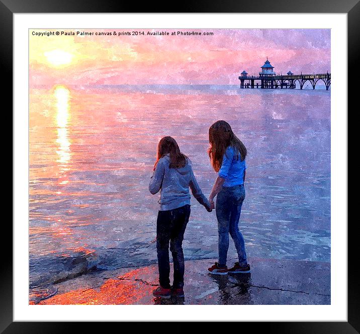 Sunset contemplation scene Framed Mounted Print by Paula Palmer canvas