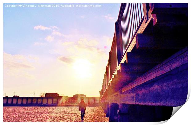 Walking Home From The Beach Print by Vincent J. Newman