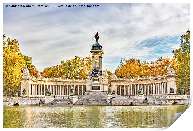 Retiro Park - Monument of Alfonso XII, Madrid Print by Graham Prentice