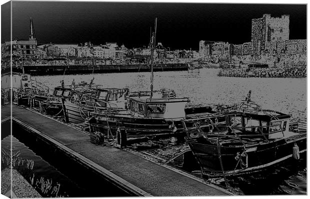 Bygone Boats in Charcoal Canvas Print by Steven Porter