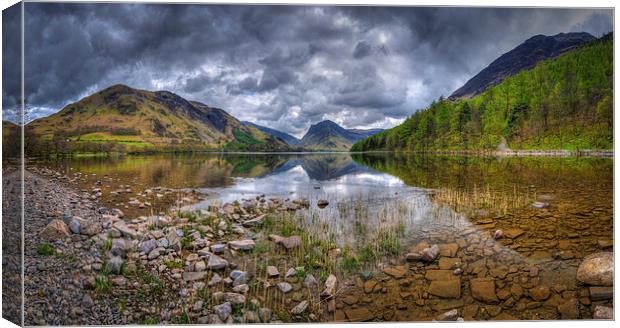 Buttermere reflections Canvas Print by Dave Wilson