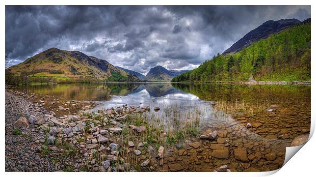 Buttermere reflections Print by Dave Wilson