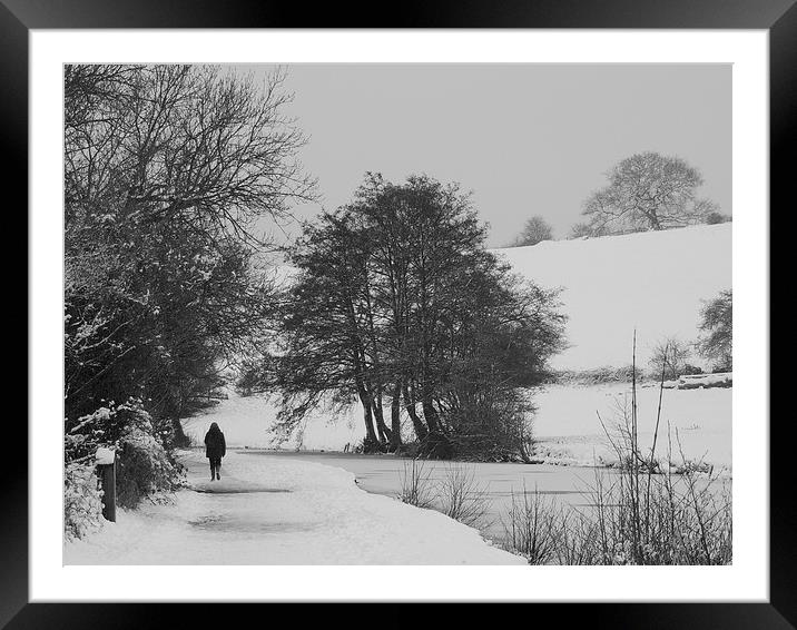 Solitary Winter Walk Framed Mounted Print by Liz Watson