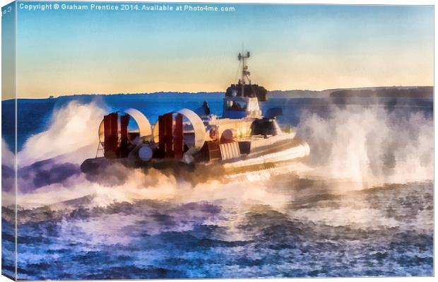 Hovercraft In Clouds of Spray Canvas Print by Graham Prentice